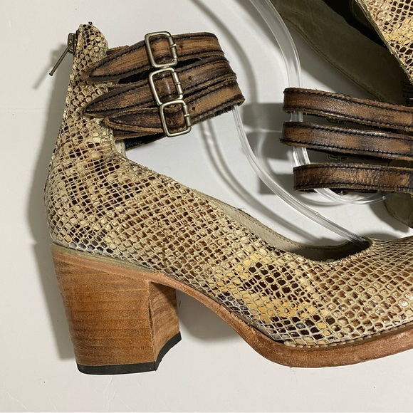 Womens FreeBird Steven Randi Leather Python Strappy Block Heel 8 Boho Western - Picture 6 of 11